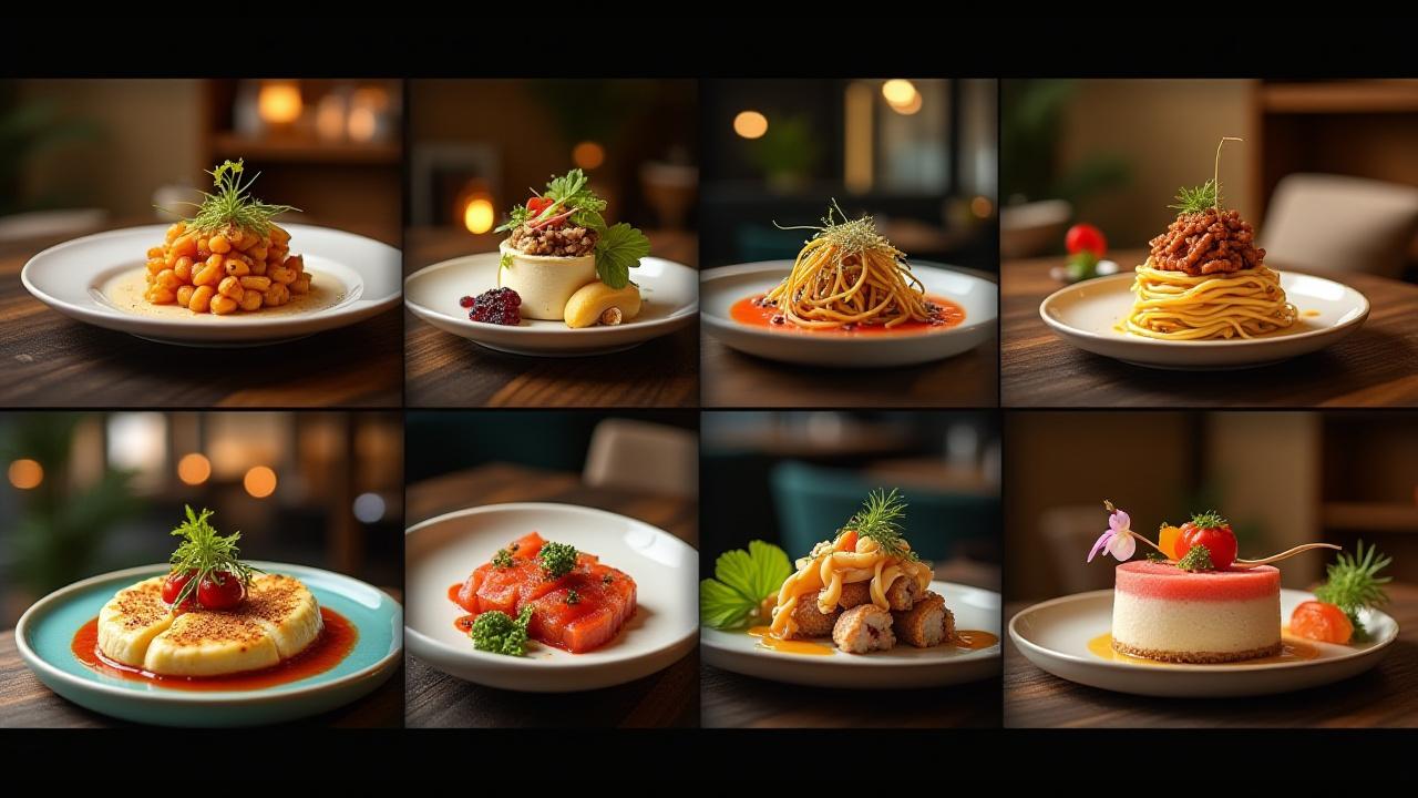 مجموعة متنوعة من الأطباق الفاخرة والشهية من مطاعم دبي