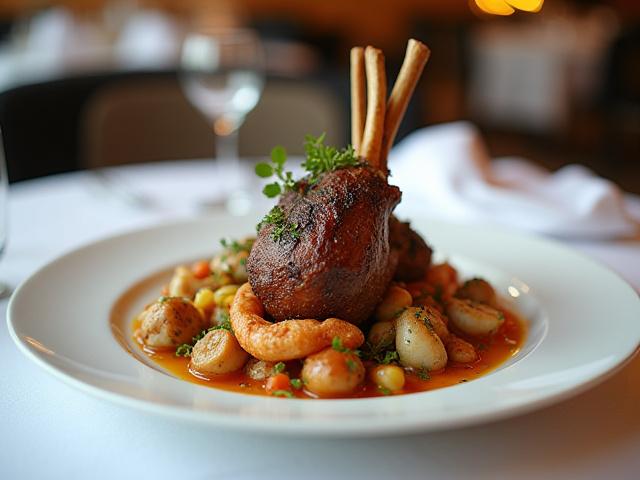 طبق شرقي فاخر يقدم في مطعم دبي راقٍ